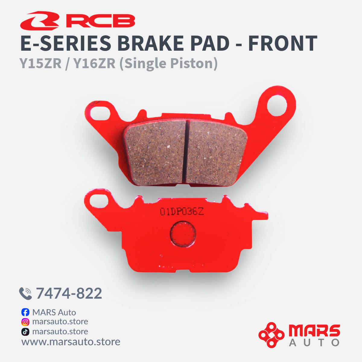 RCB E-Series Brake Pads Front Y15 Y16 Single Piston